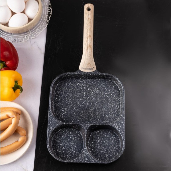 Сковорода KLAUSBERG KB-7827 з чорного мармуру 3 в 1 для яєць, млинців та тортів