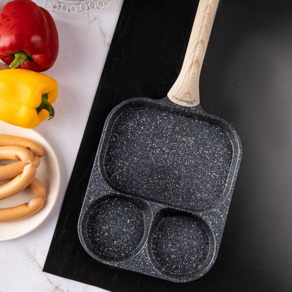 Сковорода KLAUSBERG KB-7827 з чорного мармуру 3 в 1 для яєць, млинців та тортів