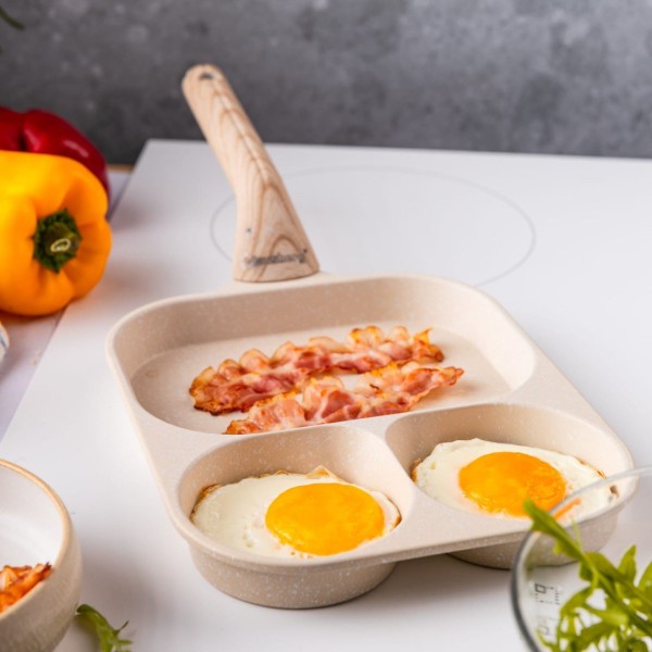 Сковорода KLAUSBERG KB-7829 бежева мармурова 3 в 1 для яєць, млинців та тортів