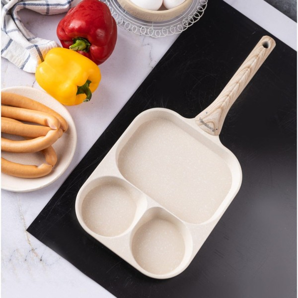 Сковорода KLAUSBERG KB-7829 бежева мармурова 3 в 1 для яєць, млинців та тортів