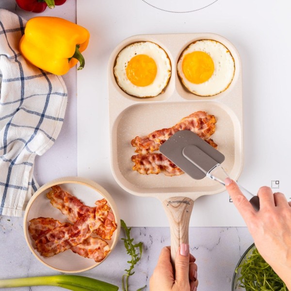 Сковорода KLAUSBERG KB-7829 бежева мармурова 3 в 1 для яєць, млинців та тортів