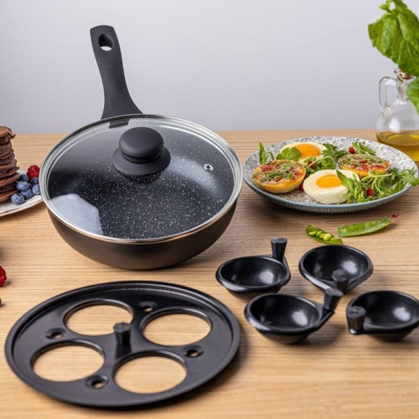 МАРМУРОВА СКОВОРОДКА З ЯЄЧНОЮ ВСТАВКОЮ 20 СМ KINGHOFF KH-1806