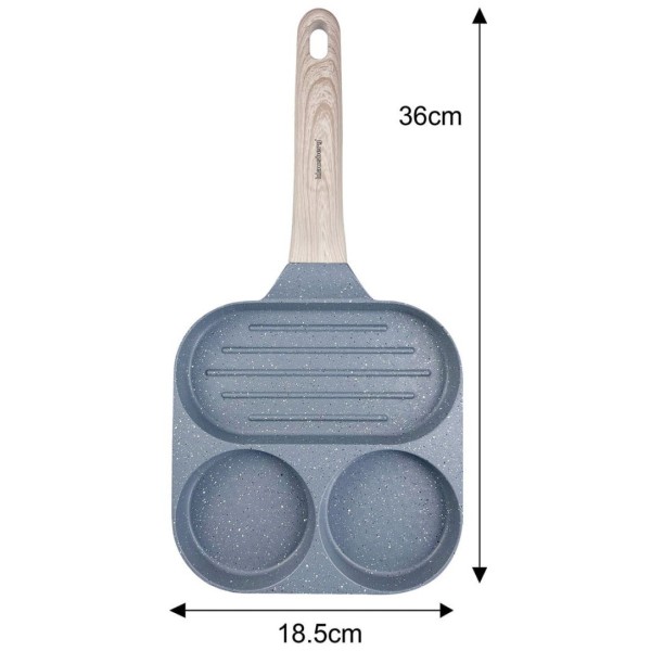 МАРМУРОВА СКОВОРОДКА 3-В-1 ДЛЯ ЯЄЦЬ, МЛИНЦІВ, ТОРТІВ, ГРИЛЬ KLAUSBERG KB-7817 СІРА