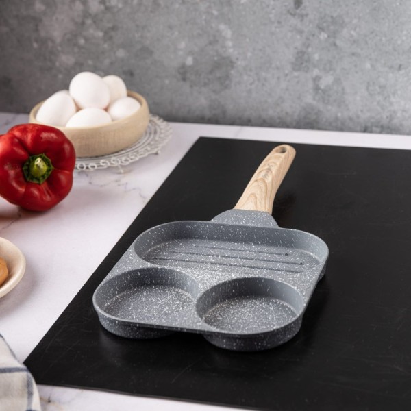 МАРМУРОВА СКОВОРОДКА 3-В-1 ДЛЯ ЯЄЦЬ, МЛИНЦІВ, ТОРТІВ, ГРИЛЬ KLAUSBERG KB-7817 СІРА