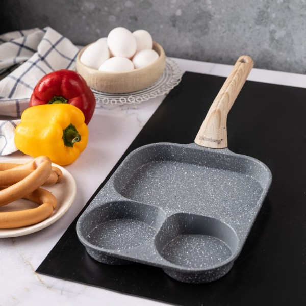 Сковорода KLAUSBERG KB-7828 з сірого мармуру 3 в 1 для яєць, млинців та тортів