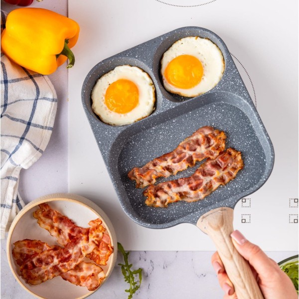 Сковорода KLAUSBERG KB-7828 з сірого мармуру 3 в 1 для яєць, млинців та тортів