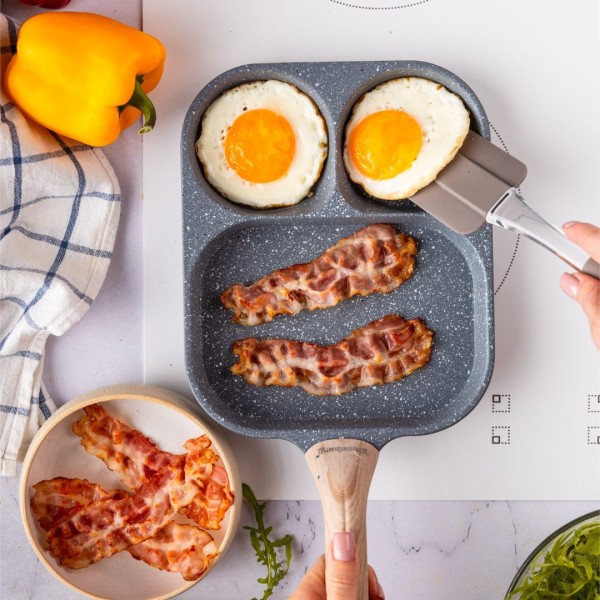 Сковорода KLAUSBERG KB-7828 з сірого мармуру 3 в 1 для яєць, млинців та тортів