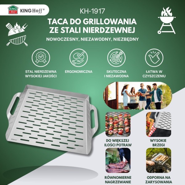 Tacka do grillowania Kinghoff KH-1917 (37×31×4.6 cm)