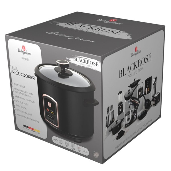 ЕЛЕКТРИЧНА РИСОВАРКА 1.8 Л BERLINGER HAUS BH-9554 ЧОРНА РОЖА