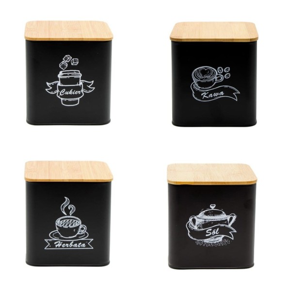 НАБІР З 4 КОНТЕЙНЕРІВ ДЛЯ КАВИ, ЧАЮ, ЦУКРУ ТА СІЛІ BRUNBESTE BB-4263 (З СУБТИТРАМИ)