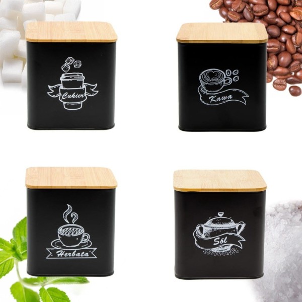 НАБІР З 4 КОНТЕЙНЕРІВ ДЛЯ КАВИ, ЧАЮ, ЦУКРУ ТА СІЛІ BRUNBESTE BB-4263 (З СУБТИТРАМИ)