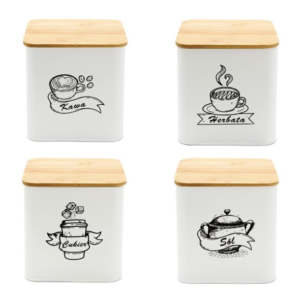 НАБІР З 4 КОНТЕЙНЕРІВ ДЛЯ КАВИ, ЧАЮ, ЦУКРУ ТА СІЛІ BRUNBESTE BB-4264 (З СУБТИТРАМИ)