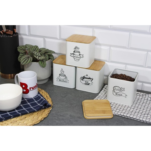 НАБІР З 4 КОНТЕЙНЕРІВ ДЛЯ КАВИ, ЧАЮ, ЦУКРУ ТА СІЛІ BRUNBESTE BB-4264 (З СУБТИТРАМИ)