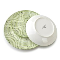 Zestaw talerzy Affekdesign STRIPES GREEN (18 elementów)