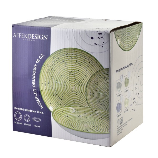Zestaw talerzy Affekdesign STRIPES GREEN (18 elementów)