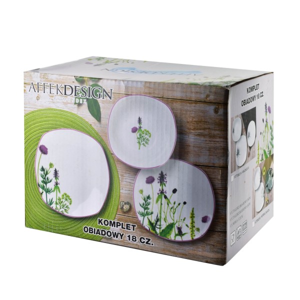 Zestaw talerzy Affekdesign HERBAL BLACK (18 części)
