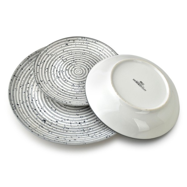 Обідній набір STRIPES GREY, 18 предметів, миска 27/19/20 см, 550 мл