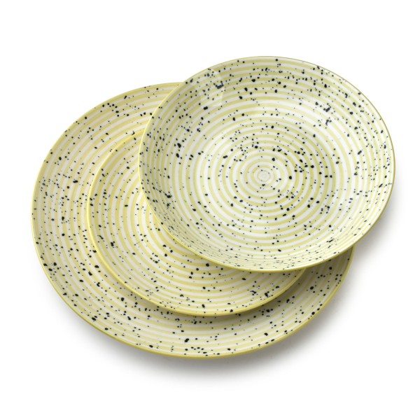 Обідній набір STRIPES BEIGE 18 предметів 27/19/20 см, миска 550 мл