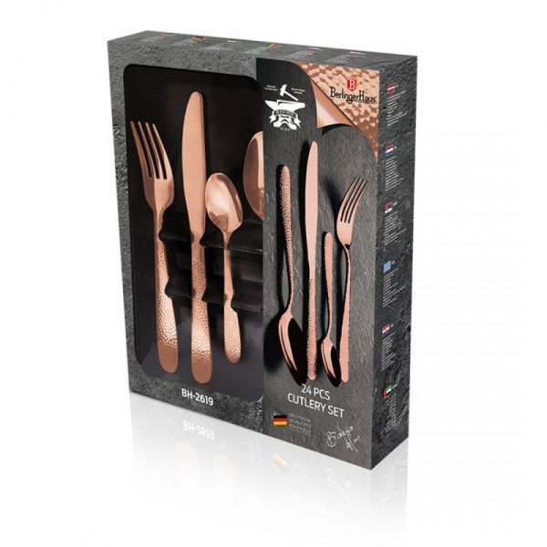 НАБІР СТОЛОВИХ ПРИЛАДІВ BERLINGER HAUS BH-2619 РОЖЕВЕ ЗОЛОТО, 24 ПРЕДМЕТИ
