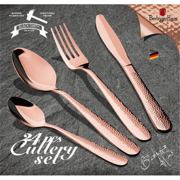 НАБІР СТОЛОВИХ ПРИЛАДІВ BERLINGER HAUS BH-2619 РОЖЕВЕ ЗОЛОТО, 24 ПРЕДМЕТИ