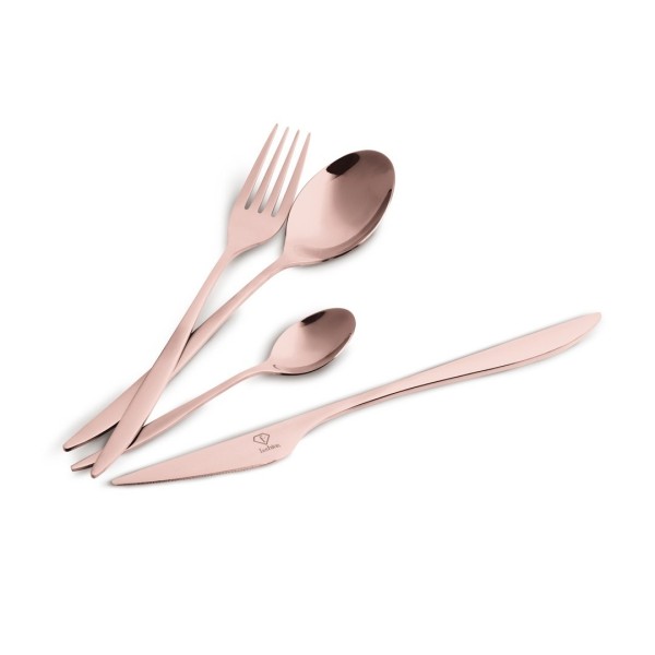 Набір столових приборів FashionTV FTV-0083 Mirror Rose Gold, 24 предмети