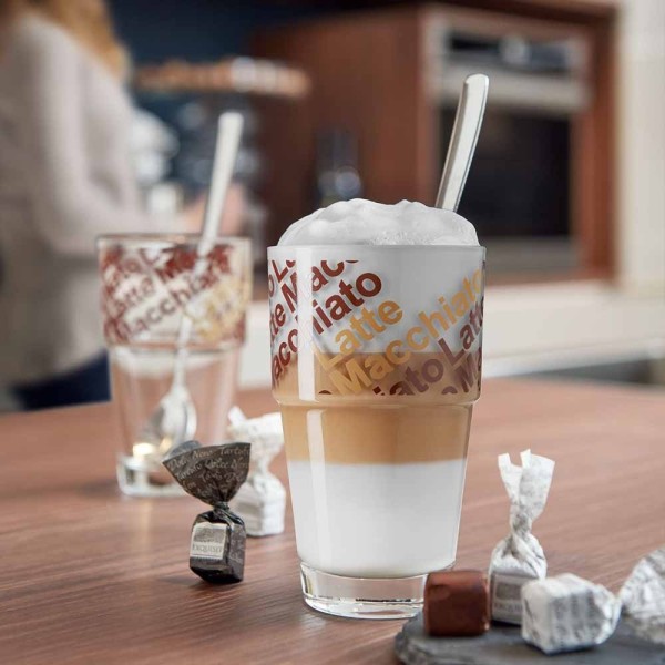 Набір із 2 склянок з ложками для лате соло - Леонардо