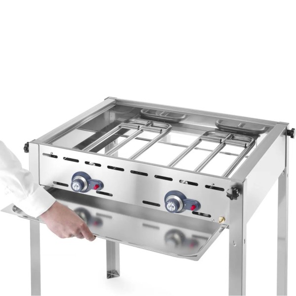 Газовий гриль Green Fire, 2 конфорки, 11,6 кВт, з кришкою та полицею - Hendi 149508