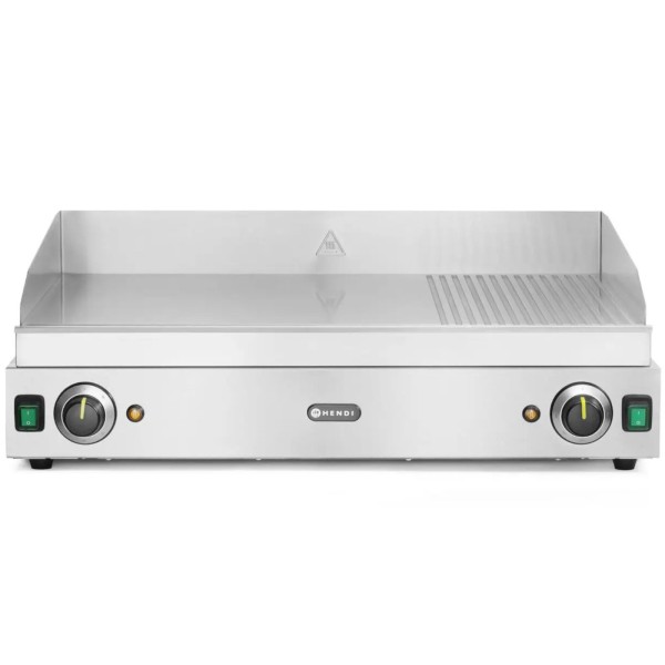 Подвійна нагрівальна плита-гриль Profi Line з гладкими рифленнями для безперервної роботи 3500 Вт - Hendi 203163