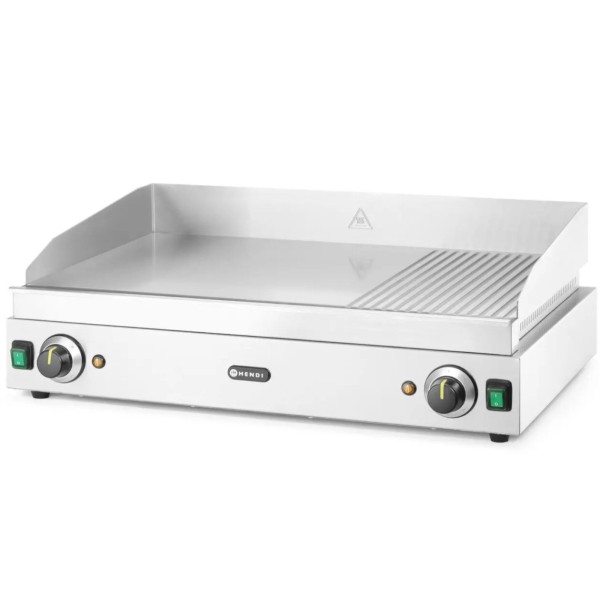 Подвійна нагрівальна плита-гриль Profi Line з гладкими рифленнями для безперервної роботи 3500 Вт - Hendi 203163