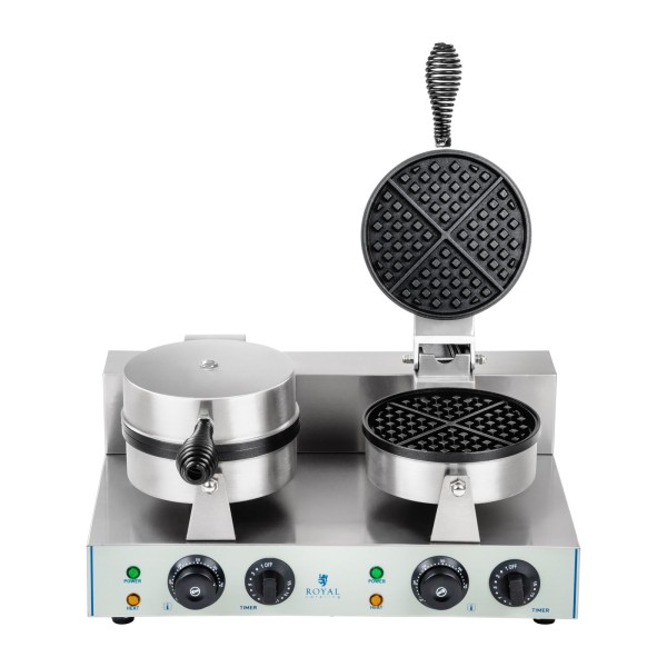 Подвійна кругла вафельниця з тефлоновим покриттям, діаметр вафель 18,5 см