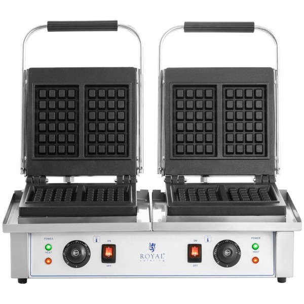 Gofrownica prostokątna podwójna Royal Catering 2 x 2000 W (4 gofry belgijskie)