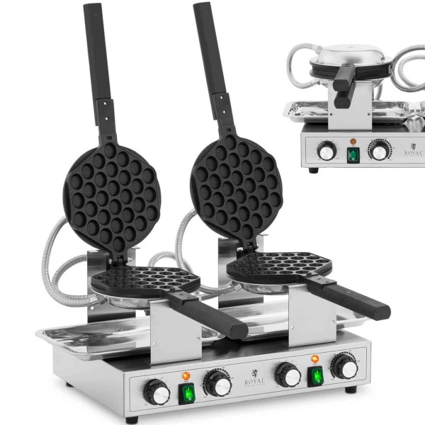 Gofrownica bąbelkowa podwójna Royal Catering TEFLON (2 x 1400 W)