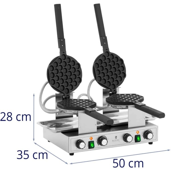 Gofrownica bąbelkowa podwójna Royal Catering TEFLON (2 x 1400 W)