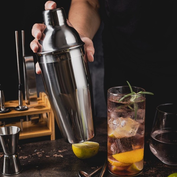 НАБІР БАРМЕРА ДЛЯ НАПОЇВ ТА КОКТЕЙЛІВ, 15-ПРЕДМЕТНИЙ, СРІБНИЙ ШЕЙКЕР KLAUSBERG KB-7653