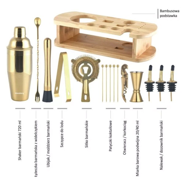 БАРНИЙ НАБІР 16 ПРЕДМЕТІВ ШЕЙКЕР KLAUSBERG KB-7583 ЗОЛОТИЙ