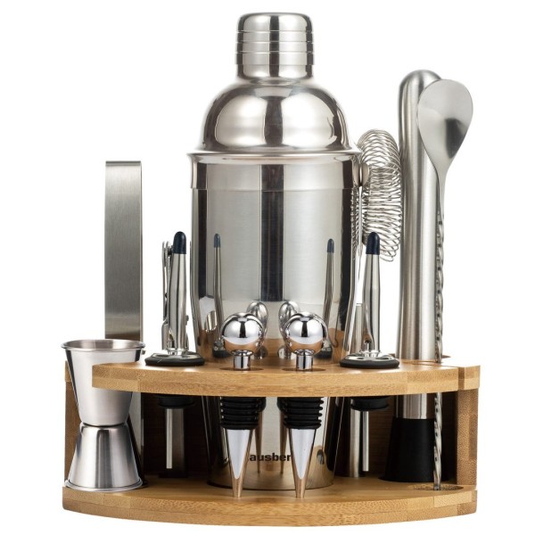 НАБІР БАРМЕРА ДЛЯ НАПОЇВ ТА КОКТЕЙЛІВ, 12-ПРЕДМЕТНИЙ СРІБНИЙ ШЕЙКЕР KLAUSBERG KB-7655