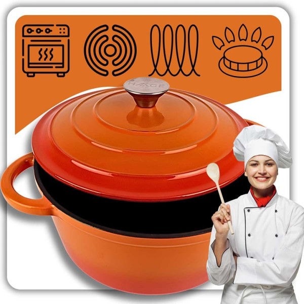 Емальована чавунна каструля 24 см 4 л HAGE Orange