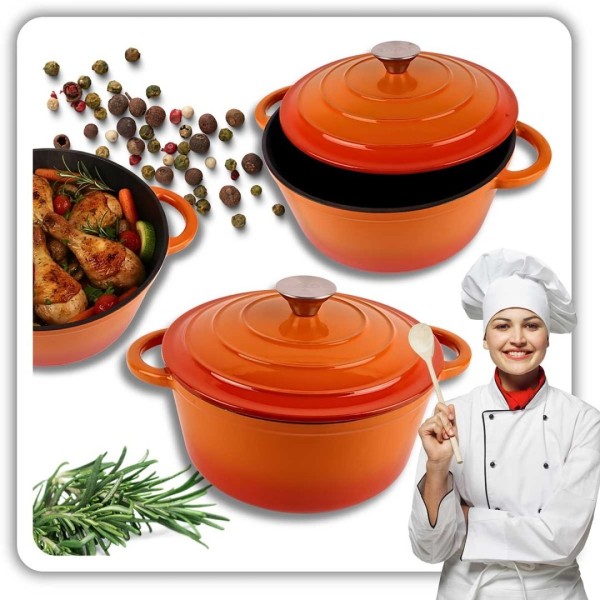 Емальована чавунна каструля 24 см 4 л HAGE Orange