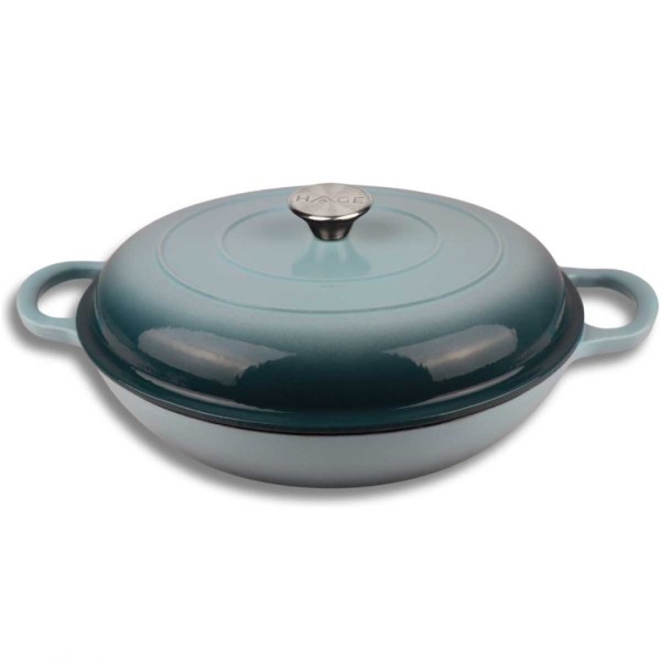 Емальована чавунна каструля плоска 30 см 3 л HAGE Морська сіль