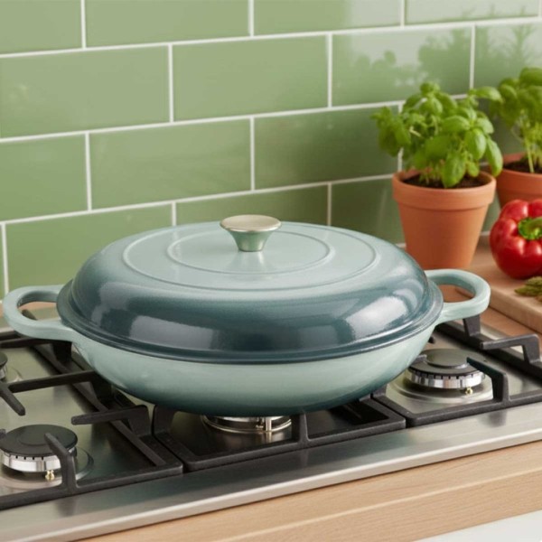 Емальована чавунна каструля плоска 30 см 3 л HAGE Морська сіль