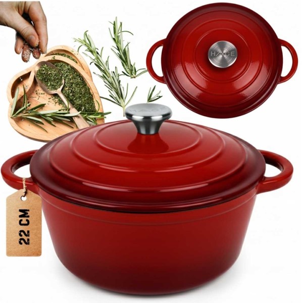 Garnek żeliwny HAGE 26cm 5L (czerwony)