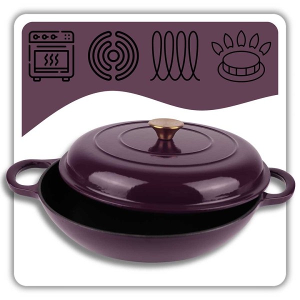 Garnek żeliwny emaliowany HAGE EGGPLANT (30 cm, 3 l)
