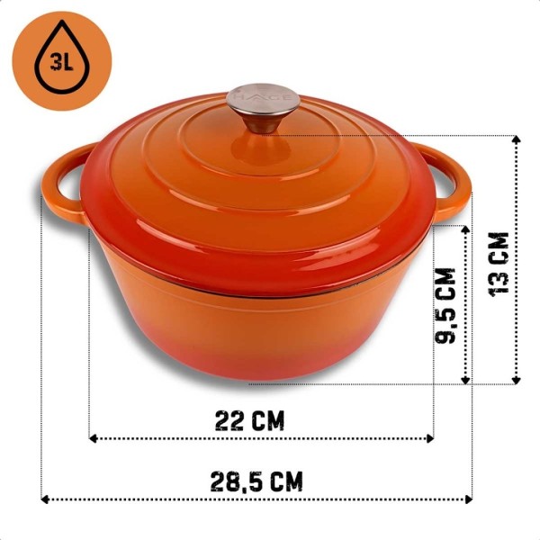 Garnek żeliwny HAGE ORANGE 22cm (3 l)