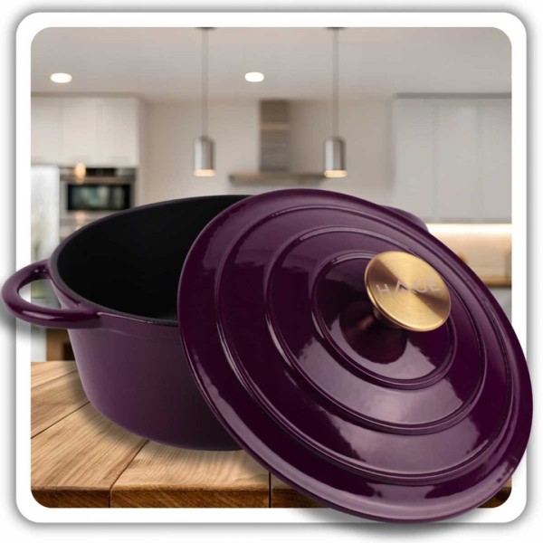 Emaliowany garnek żeliwny  HAGE EGGPLANT (22 cm, 3 l)