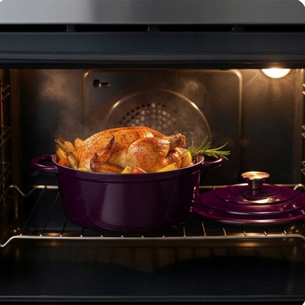 Emaliowany garnek żeliwny  HAGE EGGPLANT (22 cm, 3 l)