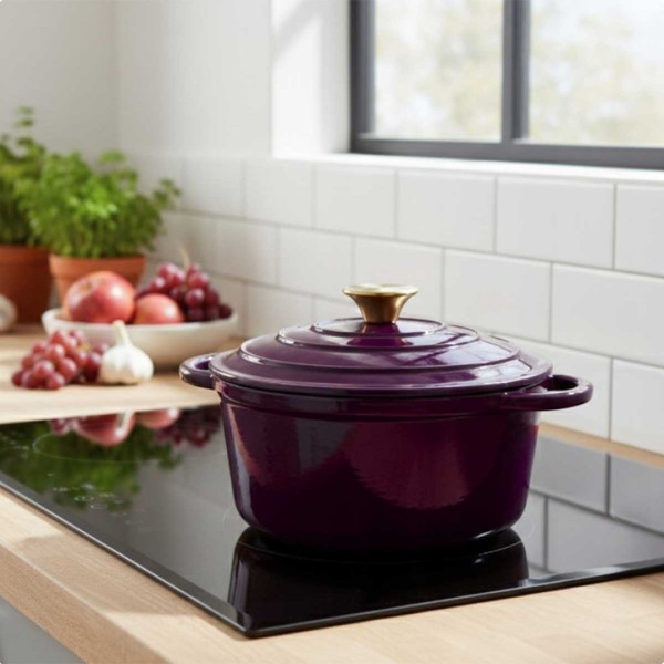 Emaliowany garnek żeliwny  HAGE EGGPLANT (22 cm, 3 l)