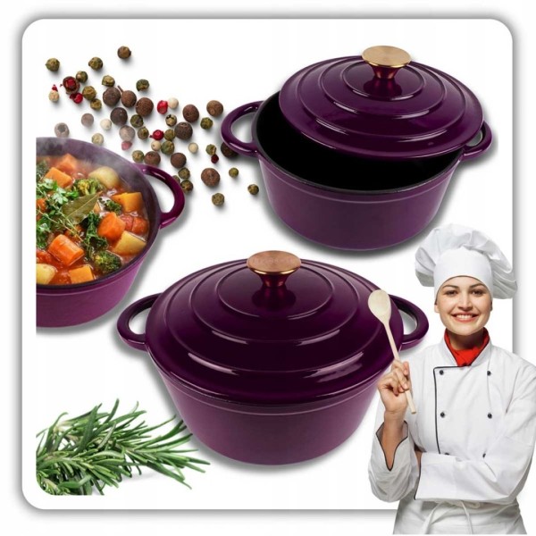 Emaliowany garnek żeliwny  HAGE EGGPLANT (22 cm, 3 l)