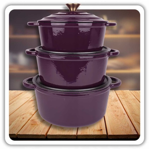 Emaliowany garnek żeliwny  HAGE EGGPLANT (22 cm, 3 l)