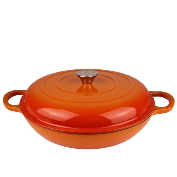 Емальована чавунна каструля плоска 30 см 3 л HAGE Orange