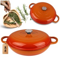 Емальована чавунна каструля плоска 30 см 3 л HAGE Orange